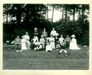 The Gaddum family enjoying tea on the lawn